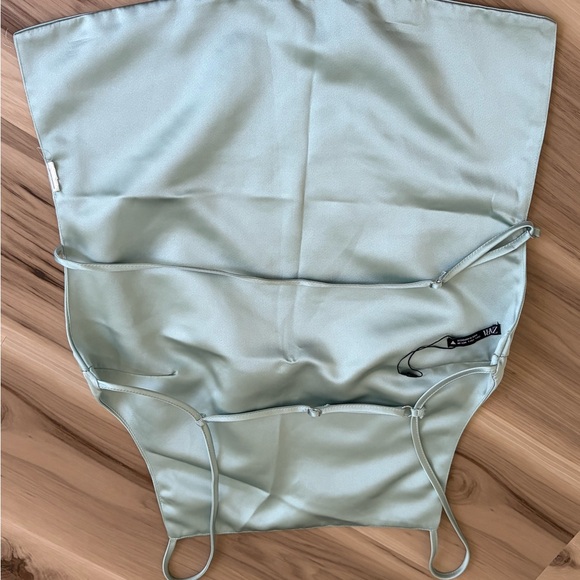 Zara Mint Green Satin Top - Picture 4 of 6
